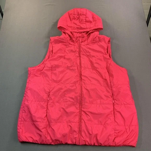 Torrid Vest Womens 4 Pink Hooded Quilted Puffer Full Zip Pockets Warm Insulated - Picture 2 of 14